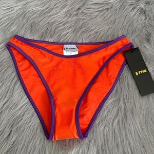 BFYNE Nwt Bright Orange w/ Purple Trim Reese Sqim Bikini Bottom XS